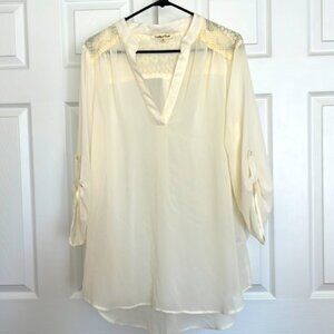Wishful Park cream sheer blouse XL